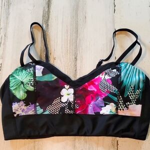 HAPARI Melbourne Black Women's Bikini Bralet Black Tropical Abstract Size XL(16)